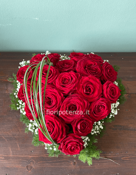 Cuore di rose rosse, diametro 30 cm