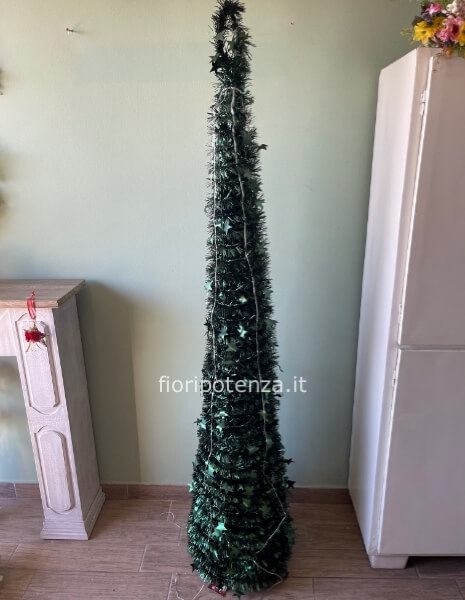 ALBERO DI NATALE ARTIFICIALE VERDE IN PVC E FERRO, h. 180 cm, CON 108 LED CON GIOCHI DI LUCI